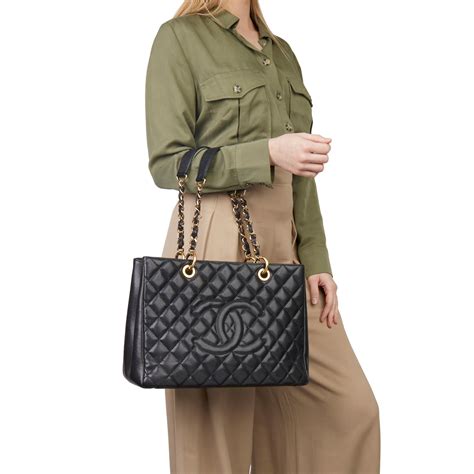 chanel gst black caviar ราคา|CHANEL Caviar Quilted Grand Shopping Tote GST Black.